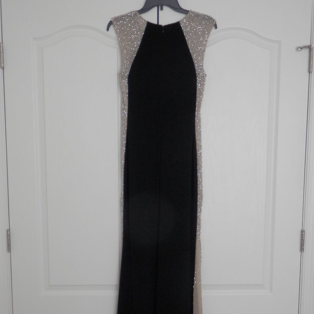 Black and Silver Sparkle Beaded Floor Length Gown, Size 4